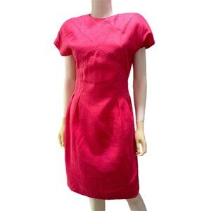 Le Crillon Women’s 4 Pink Sheath 100% Linen Dress Vintage READ